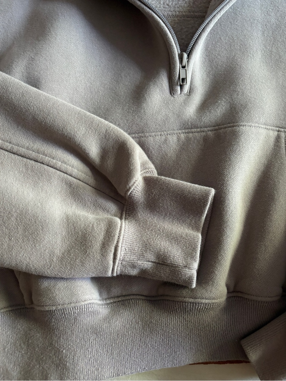 Beige Abercrombie Half-Zip Fleece Pullover - Picture 4 of 4